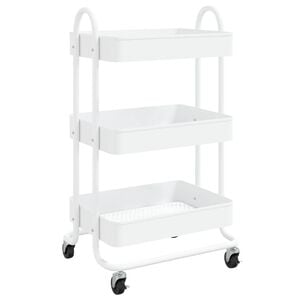 vidaXL 3-Etagen-Wagen Wei&szlig; 43x34x79 cm Stahl