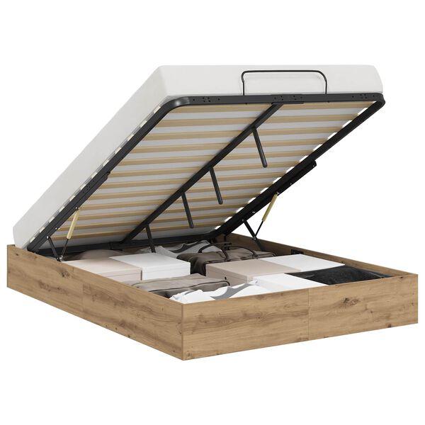 vidaXL Ottoman Bettgestell Artisan-Eiche 120 x 190 cm Holzwerkstoff