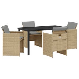 vidaXL Garten Essgruppe 5 pcs Beige Poly-Rattan