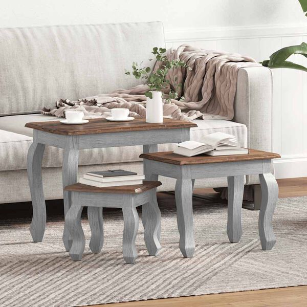 vidaXL Satztisch-Set 3-tlg. Massives Mahagoniholz