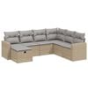 vidaXL 7-tlg. Garten-Sofagarnitur mit Kissen Beige Poly Rattan