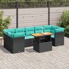 vidaXL 8-tlg. Garten-Sofagarnitur mit Kissen Schwarz Poly Rattan