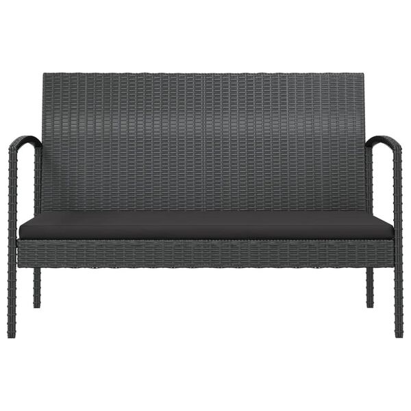 vidaXL 16-tlg. Garten-Lounge-Set mit Auflagen Poly Rattan Schwarz
