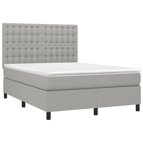 vidaXL Boxspringbett mit Matratze Hellgrau 140x190 cm Stoff