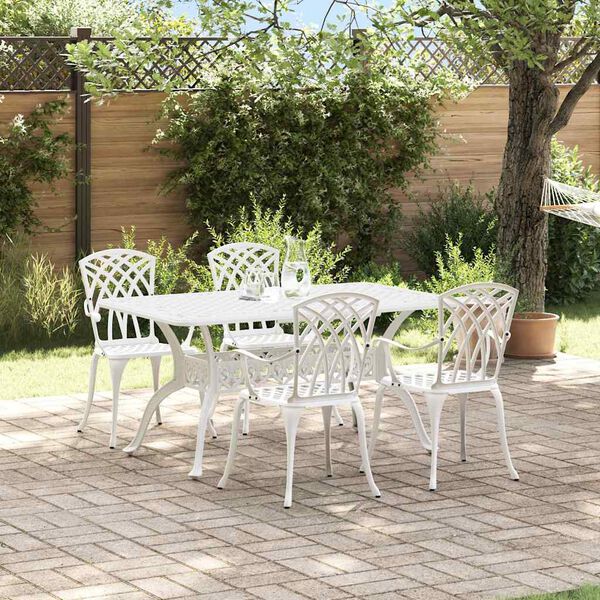 vidaXL Garten Essgruppe 5 pcs Wei&szlig; Aluminium
