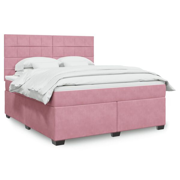 vidaXL Boxspringbett mit Matratze Rosa 180x200 cm Samt