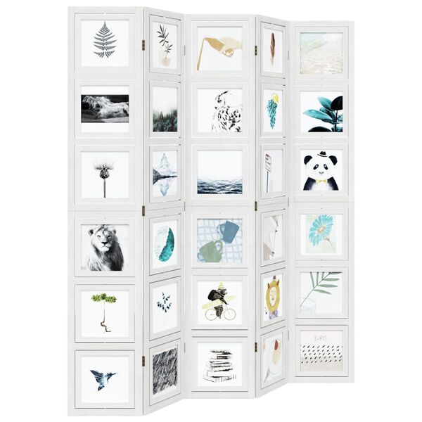 vidaXL 5-tlg. Raumteiler Wei&szlig; Massivholz Paulownia