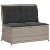 vidaXL Gartenbank Verstellbar mit Kissen Hellgrau Poly Rattan