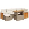 vidaXL 8-tlg. Garten-Sofagarnitur mit Kissen Beige Poly Rattan