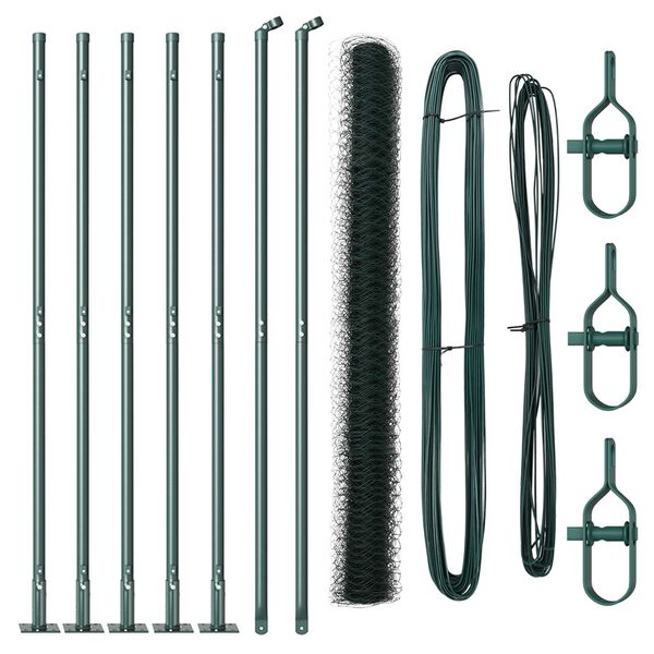 vidaXL Zaunpfosten Gr&uuml;n 10 x 1,6 m (36 mm Maschenweite) Stahl und PVC