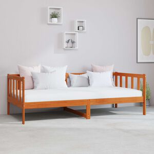 vidaXL Tag-Bett mit Matratze Wachsbraun und Wei&szlig; 90 x 200 cm