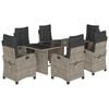 vidaXL 7-tlg. Garten-Essgruppe mit Kissen Grau Poly Rattan