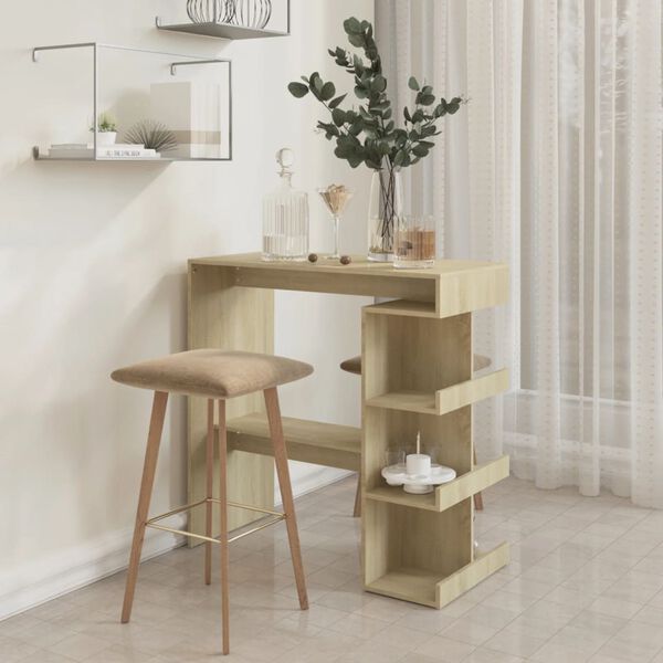 vidaXL Bartisch mit Regal Sonoma-Eiche 100x50x101,5 cm Holzwerkstoff