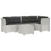 vidaXL 5-Sitzer Gartensofa mit Kissen Rattan-Look PP Wei&szlig;