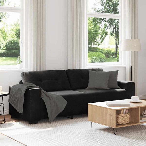 vidaXL 3-Sitzer-Sofa Schwarz 220x78x80 cm Samt