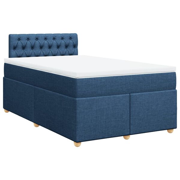 vidaXL Boxspringbett mit Matratze Blau 120x200 cm Stoff