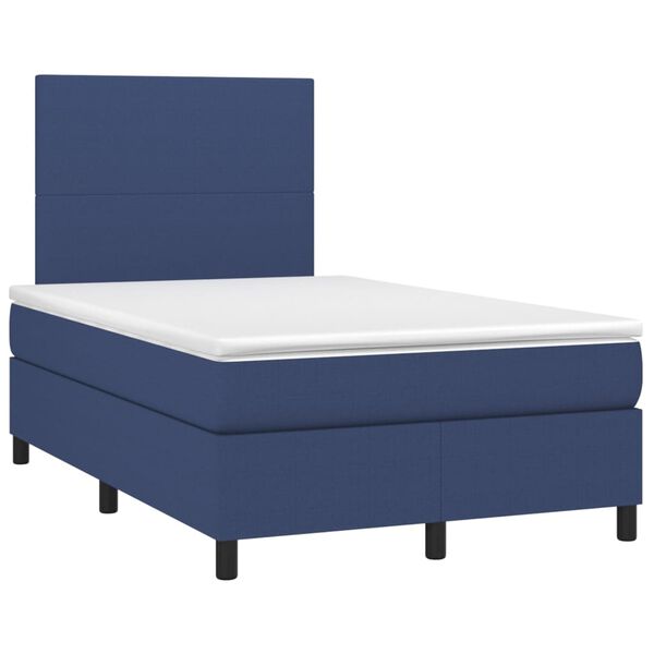 vidaXL Boxspringbett mit Matratze & LED Blau 120x200 cm Stoff