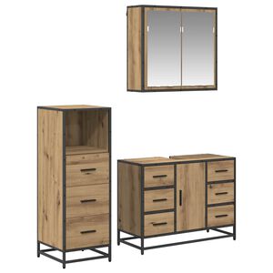 vidaXL Badezimmerm&ouml;bel-Set 3 stk. Artisan-Eiche 80 x 33 x 60 cm