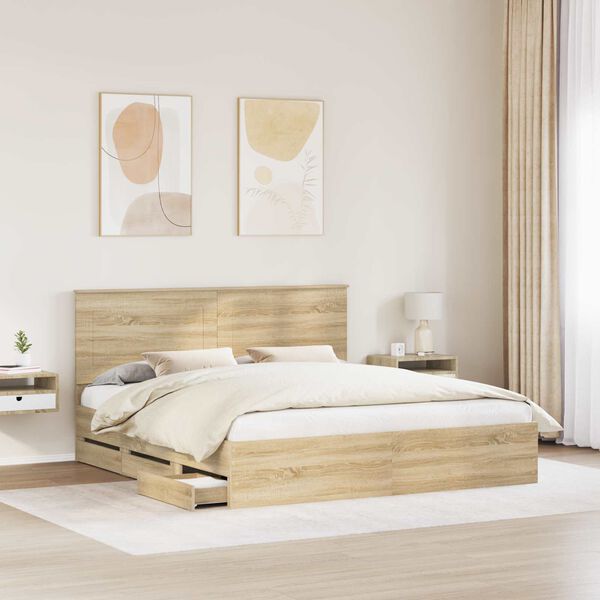 vidaXL Bettrahmen Sonoma-Eiche 200 x 200 cm Ingenieurs Holz