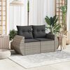 vidaXL Gartensofa 2-Sitzer mit Kissen Grau Poly Rattan