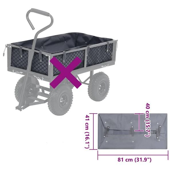 vidaXL Gartenwagen-Einlage Dunkelgrau 81x41x40 cm Stoff
