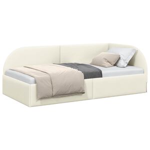vidaXL Eckbettgestell mit Kopfteil Creme 90 cm x 200 cm Samt