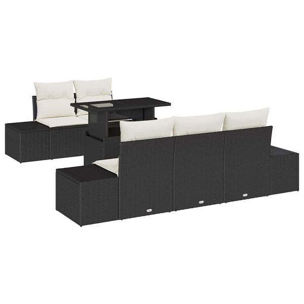 vidaXL Sofa Set mit Kissen 6 pcs Schwarz und Creme Poly-Rattan