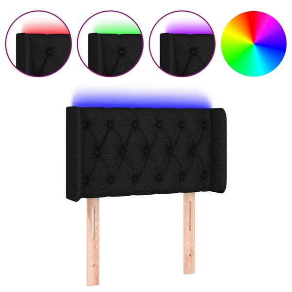 vidaXL LED Kopfteil Schwarz 83x16x78/88 cm Stoff