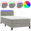 vidaXL Boxspringbett mit Matratze & LED Hellgrau 90x200 cm Samt
