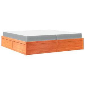 vidaXL Bett mit Matratze Wachsbraun 200x200 Massivholz Kiefer