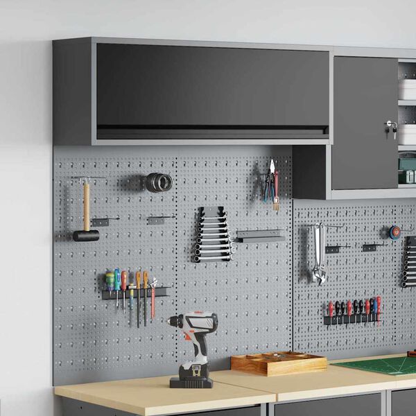vidaXL Werkzeugschrank und Pegboard Set mit Regal 3 pcs Schwarz
