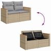 vidaXL Garten-Sofa-Set mit Kissen mit Speicher Beige Poly Rattan