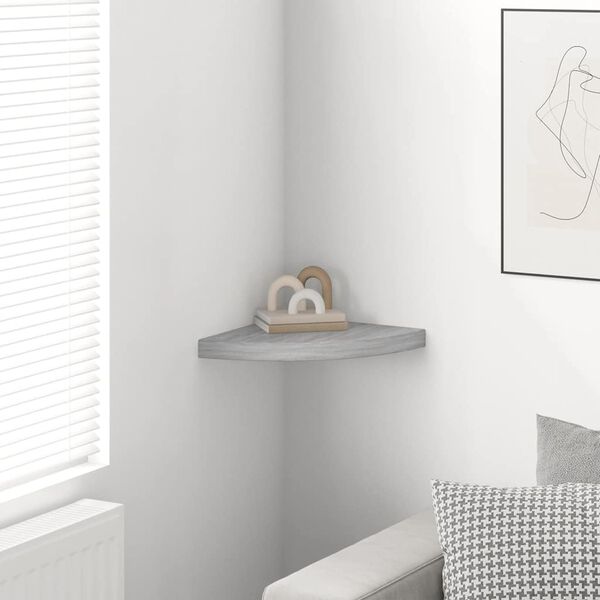 vidaXL Eck-Schweberegal Betongrau 35x35x3,8 cm MDF