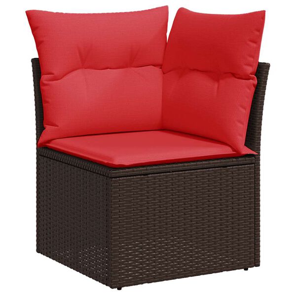 vidaXL 6-tlg. Garten-Sofagarnitur mit Kissen Braun Poly Rattan Akazie
