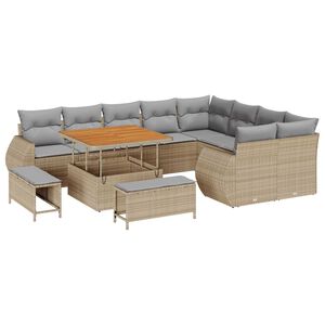 vidaXL Gartensofa-set 12 pcs Beige Poly-Rattan