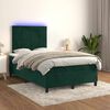 vidaXL Boxspringbett mit Matratze & LED Dunkelgr&uuml;n 120x190 cm Samt