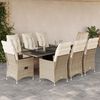 vidaXL 9-tlg. Garten-Essgruppe mit Kissen Beige Poly Rattan