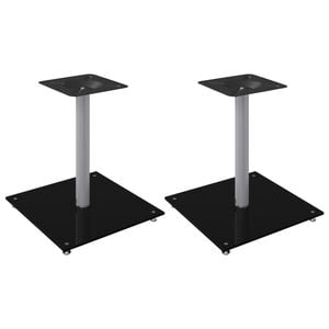 vidaXL Lautsprecher-St&auml;nder 2 Stk. Schwarz & Silbern Hartglas 1 S&auml;ule