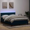 vidaXL Boxspringbett mit Matratze & LED Dunkelblau 140x220 cm Samt