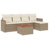 vidaXL 6-tlg. Garten-Sofagarnitur mit Kissen Beige Poly Rattan