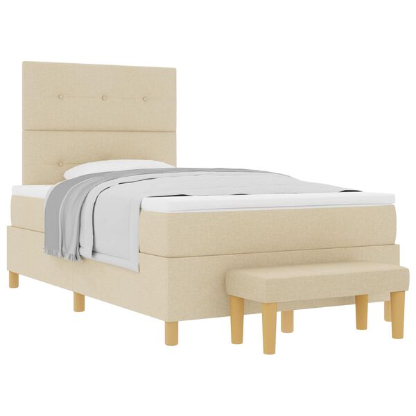 vidaXL Boxspringbett mit Matratze Creme 120 x 200 cm Stoff