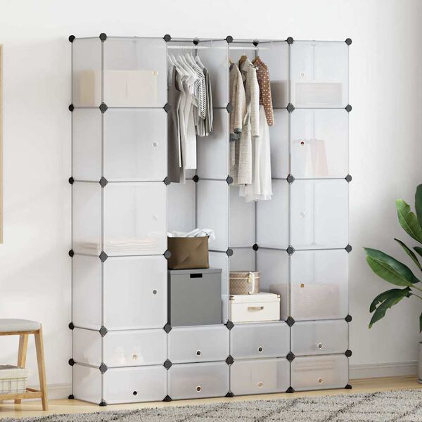 vidaXL Modularer Schrank mit 18 F&auml;chern Wei&szlig; 37x146x180,5 cm