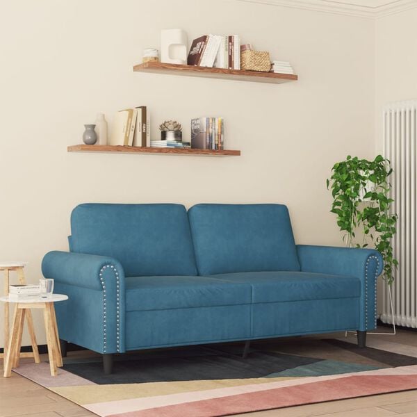 vidaXL 2-Sitzer-Sofa Blau 140 cm Samt