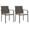 vidaXL Gartenstühle mit Kissen 2 Stk. Braun 56x59x84 cm Poly Rattan