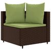 vidaXL 5-tlg. Garten-Sofagarnitur mit Kissen Braun Poly Rattan