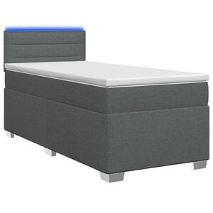 vidaXL Boxspringbett mit Matratze und LED Dunkelgrau 80 x 200 cm Stoff
