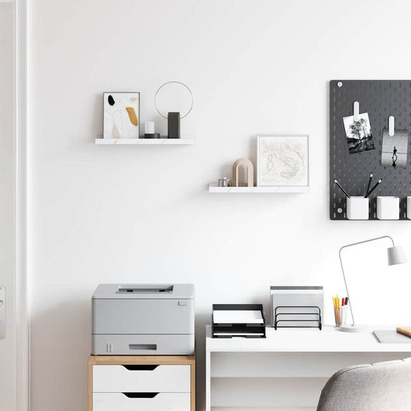 vidaXL Wandregal 2 pcs Wei&szlig; Marmor 40 x 9 x 3 cm Holzwerkstoff