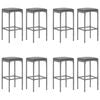 vidaXL 9-tlg. Gartenbar-Set mit Kissen Grau Poly Rattan