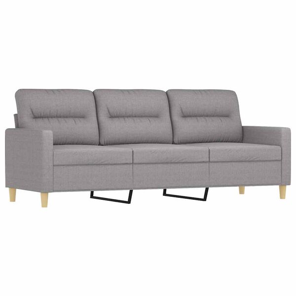 vidaXL 3-Sitzer-Sofa mit Hocker Hellgrau 180 cm Stoff
