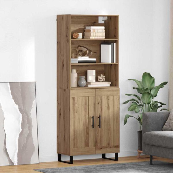 vidaXL Highboard Artisan-Eiche 69,5 x 34 x 180 cm Holzwerkstoff